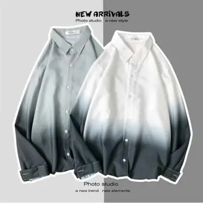 Japanese-style Gradient Long Sleeve Shirt for Boys