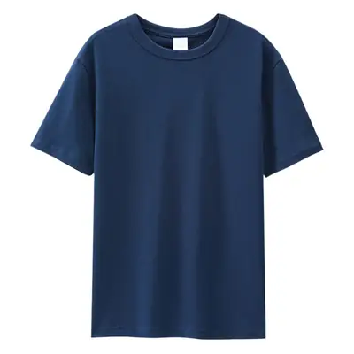 Men's Navy Blue Cotton T-Shirt Round Neck Short Sleeve