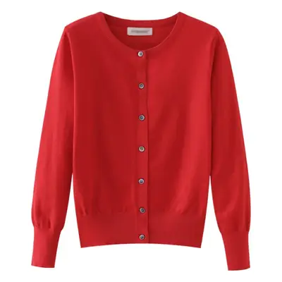 Women V-Neck Knit Cardigan White 2026