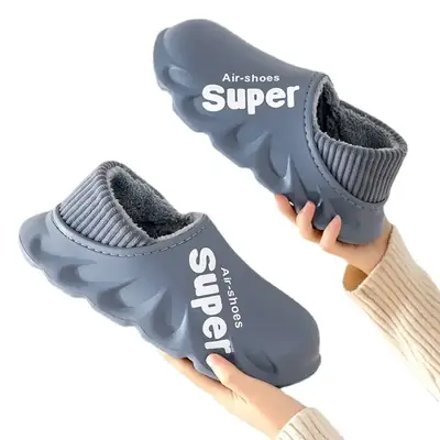 Men Winter Cotton Slippers Warm Non-Slip Home Shoes