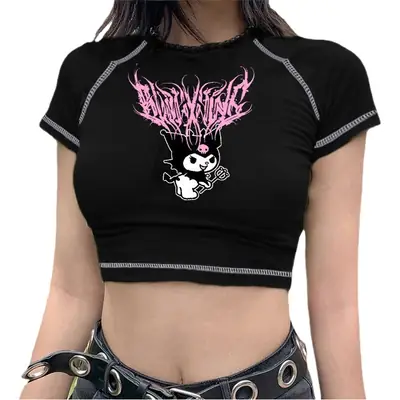 Women's Green Rainbow Printed Navel Top Shorts Set