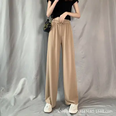 Women's Ice Silk Wide Leg Pants Purple Summer 2021