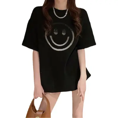 Women Black Queen Print T-Shirt Spring Summer Casual Dropshipping