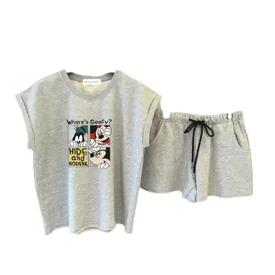 Women White Korean Style 2Pc Shorts Set