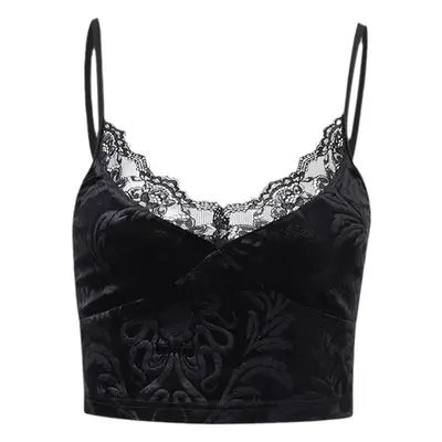 Black Lace Navel Vest Women's Dark Summer Top