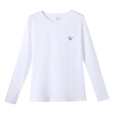 Women Cotton Embroidered Crown Shirt White Long Sleeve