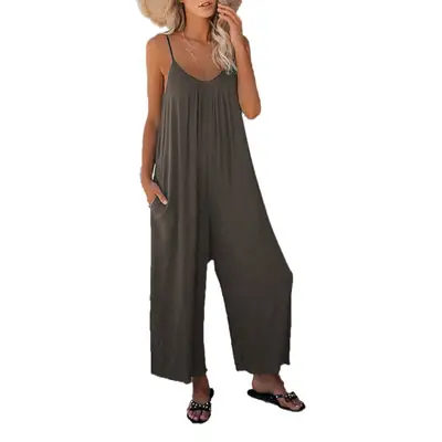 Women Purple Jumpsuit 2025 Summer Cross-Border Pure Color