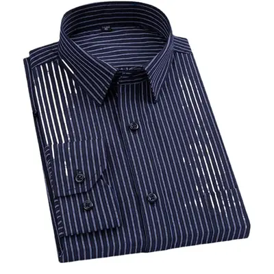 Striped Long Sleeve Business Shirt for Men