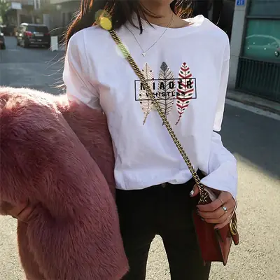 Women's Pink Faux Fur Long Sleeve T-Shirt Slim Fit