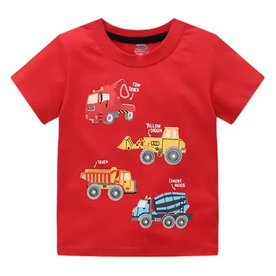 Red Short-Sleeved T-Shirt for Boys Pure Cotton Summer Wear