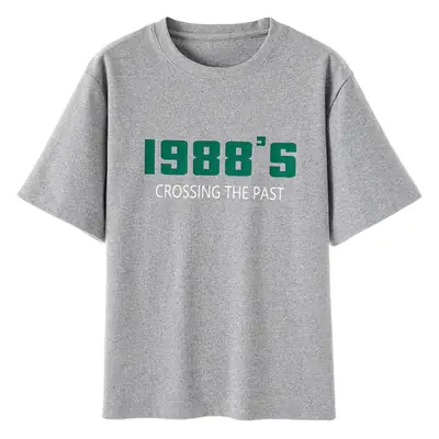 Women 2988 Print Round Neck T-Shirt White Summer Loose Fit