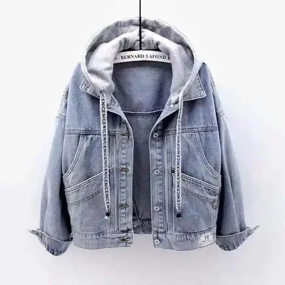 Women Denim Hooded Jacket Winter Casual All Match