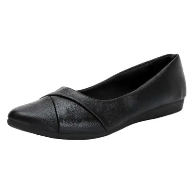 Women's Black Leather Flat Shoes with Soft Sole