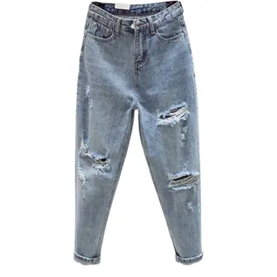 Women Ripped High Waist Jeans Spring Autumn Loose Fit