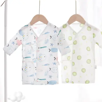 Baby Nightgown Summer Light Blue Banana Print One-Piece Pajamas