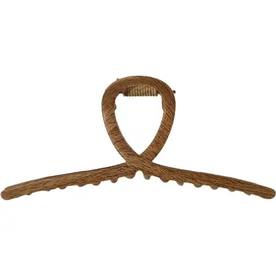 Wood Grain Cross Metal Hair Clip for Women