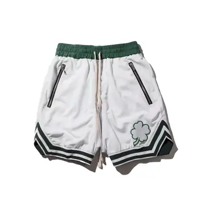 Hip-Hop Printed Shorts for Men Large Blue White