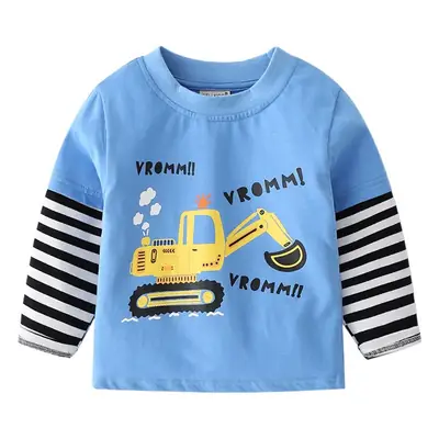 2023 Boys Cotton T-Shirt Black with Excavator Graphic