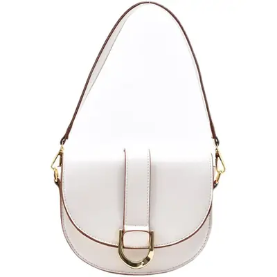 White Textured Saddle Bag for Women Shoulder Crossbody