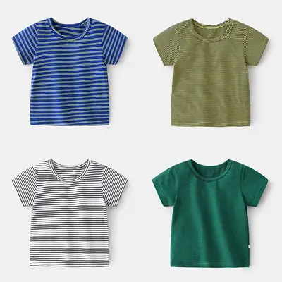 2023 Boys Striped T-Shirt Short Sleeve Round Neck