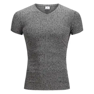 Men V-Neck Running T-Shirt Slim Fit Blue
