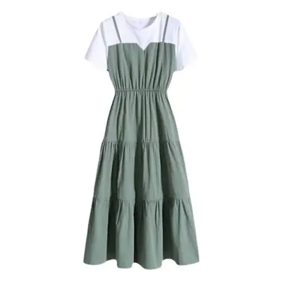 Green Summer Sling Dress for Women Large Size