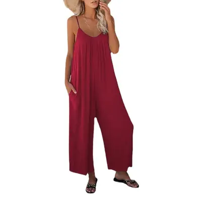 Women's Orange Loose Fit Jumpsuit Pants Set