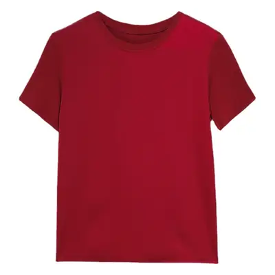 Women 3/4 Sleeve Acetate Satin T-Shirt White