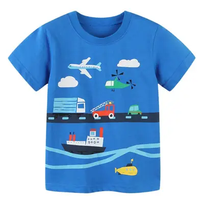Kids Printed T-Shirt Blue Kids Boys Summer Cotton