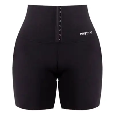 Black Slim Fit Three Point Waist Shorts for Women