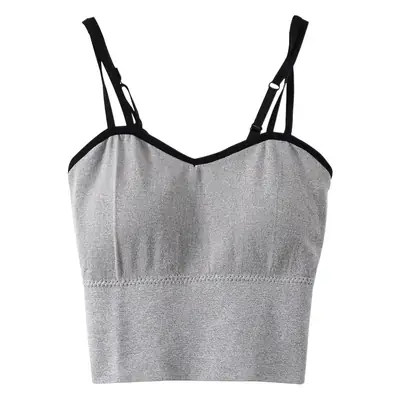 Women Sleeveless Back Top Camisole Vest Black White Gray