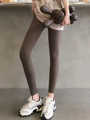 Peach Thin Shark Skin Leggings Women's Belly Controlling Yoga Pants