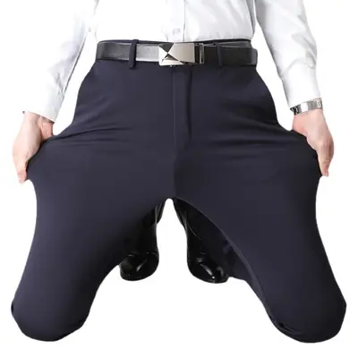 Men's Business Casual Thin Stretch Western Pants Black
