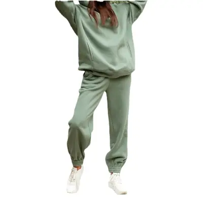 Women's Grey Long Sleeve Hooded Sweatshirt & Pants Set