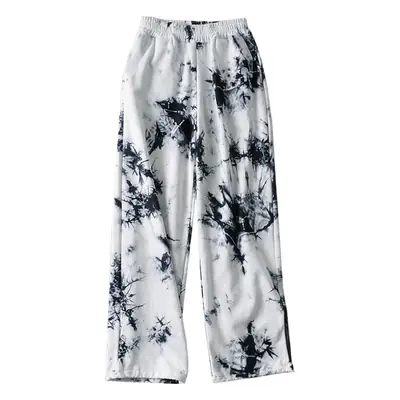 Women's 2021 Printed Wide Leg Pants Blue Green Stretch