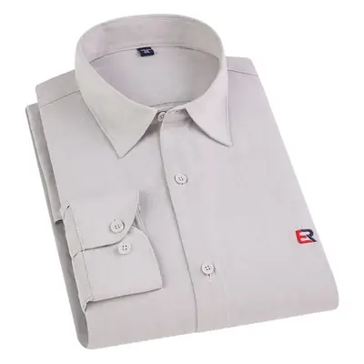 Dongyu Men's Long Sleeve Tan Shirt with Embroidered Logo