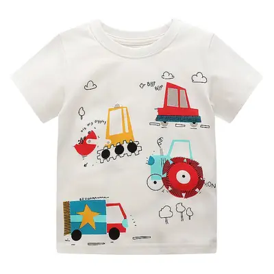 Yellow T-Shirt for Boys with T-Rex on Bike Design