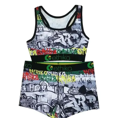 Ethika Printed Yoga Suit Women Parrot Design Shorts Set