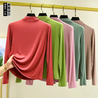 Black Long Sleeve Collar T-Shirt Women Spring Autumn