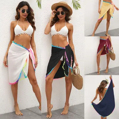 Maroon Tassel Beach Skirt with Colorful Embroidery