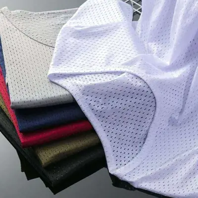 Men Ice Silk Mesh T-Shirt Grey Slim Fit