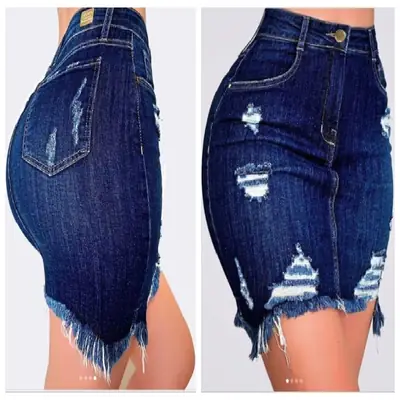 Women Slim Fit Ripped Denim Shorts High Elastic Waist