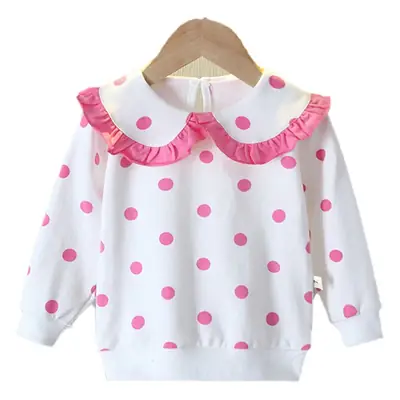 Girls Polka Dot Long Sleeve Sweatshirt White Pink