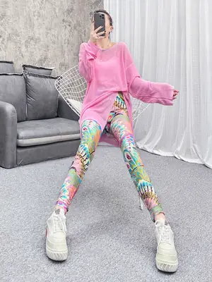 Printed High Waist Yoga Tights Women European American