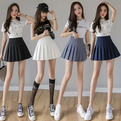 Women Pleated Grey Skirt High Waist Anti Glare