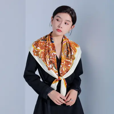 Red Geometric Muslim Scarf for Women