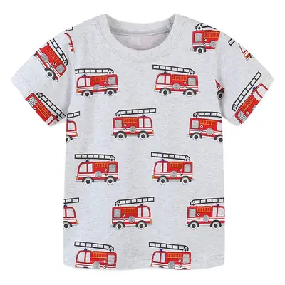 Kids Fire Truck T-Shirt White Medium to XL