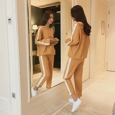 Women Korean Style Casual Sports Suit Black 2025