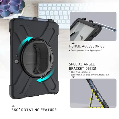 Orange 3-Point Protection Tablet Case with Rotating Bracket