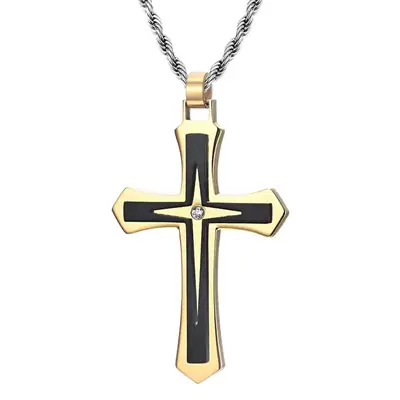 316 Stainless Steel Cross Necklaces Gold & Silver Men's Pendant